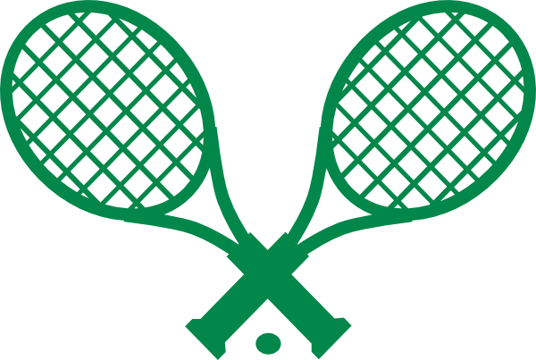 Crossed Tennis Racket Clipart Preppy Double Green Tennis - Tennis Racket Clip Art (600x403)