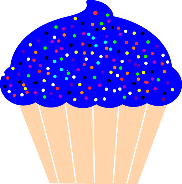 Cupcake Clip Art - Blue Cupcake Clipart Free (594x601)
