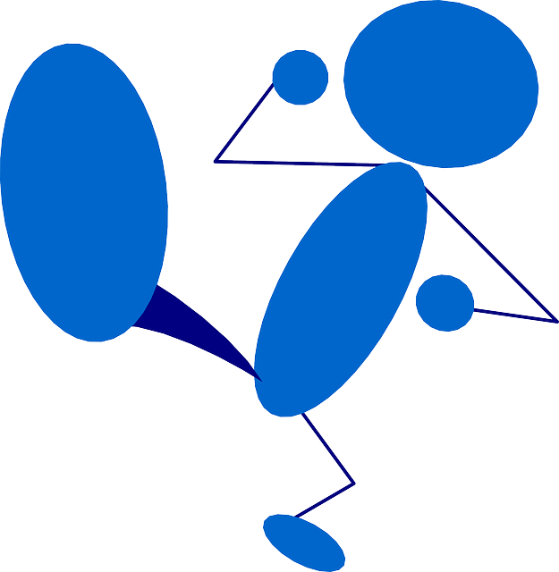 Man, Figure, Blue, Character, Avatar, Step, Boot - Kicking Clipart (625x640)