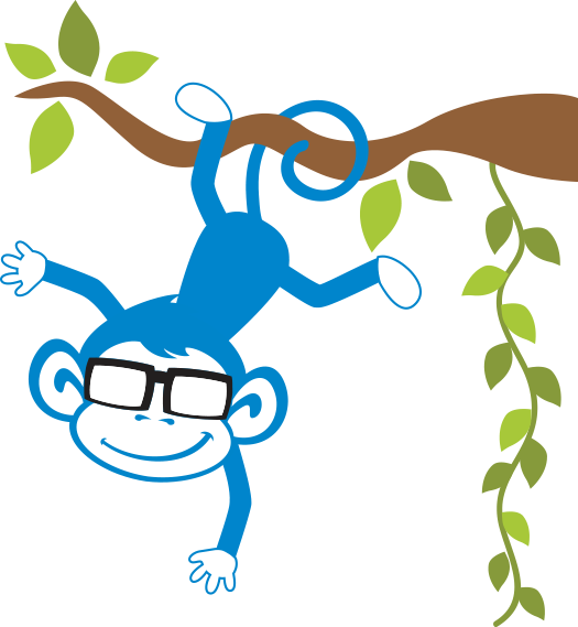 Bluemonkey - Adesivo De Parede Quartinhos Macacos Amigos Colorido (525x569)