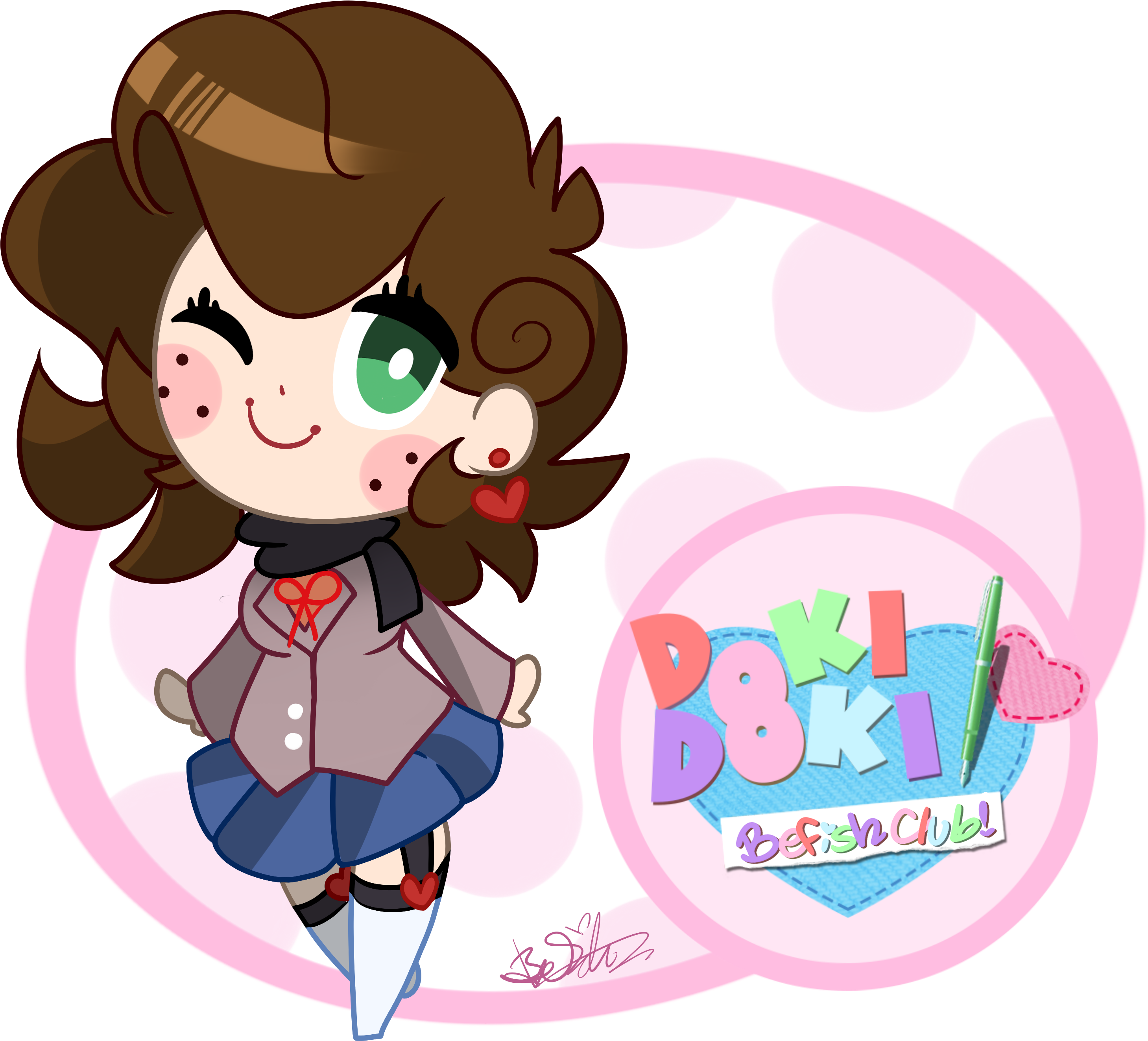 Oc Fanartdoki Doki Self-insert Club - Cartoon (3000x2761)