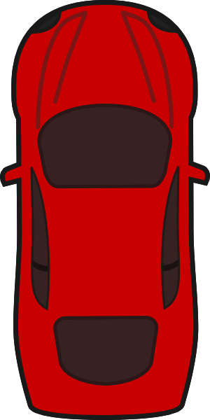 Car - Clipart - Top - View - Birds Eye View Car (300x600)