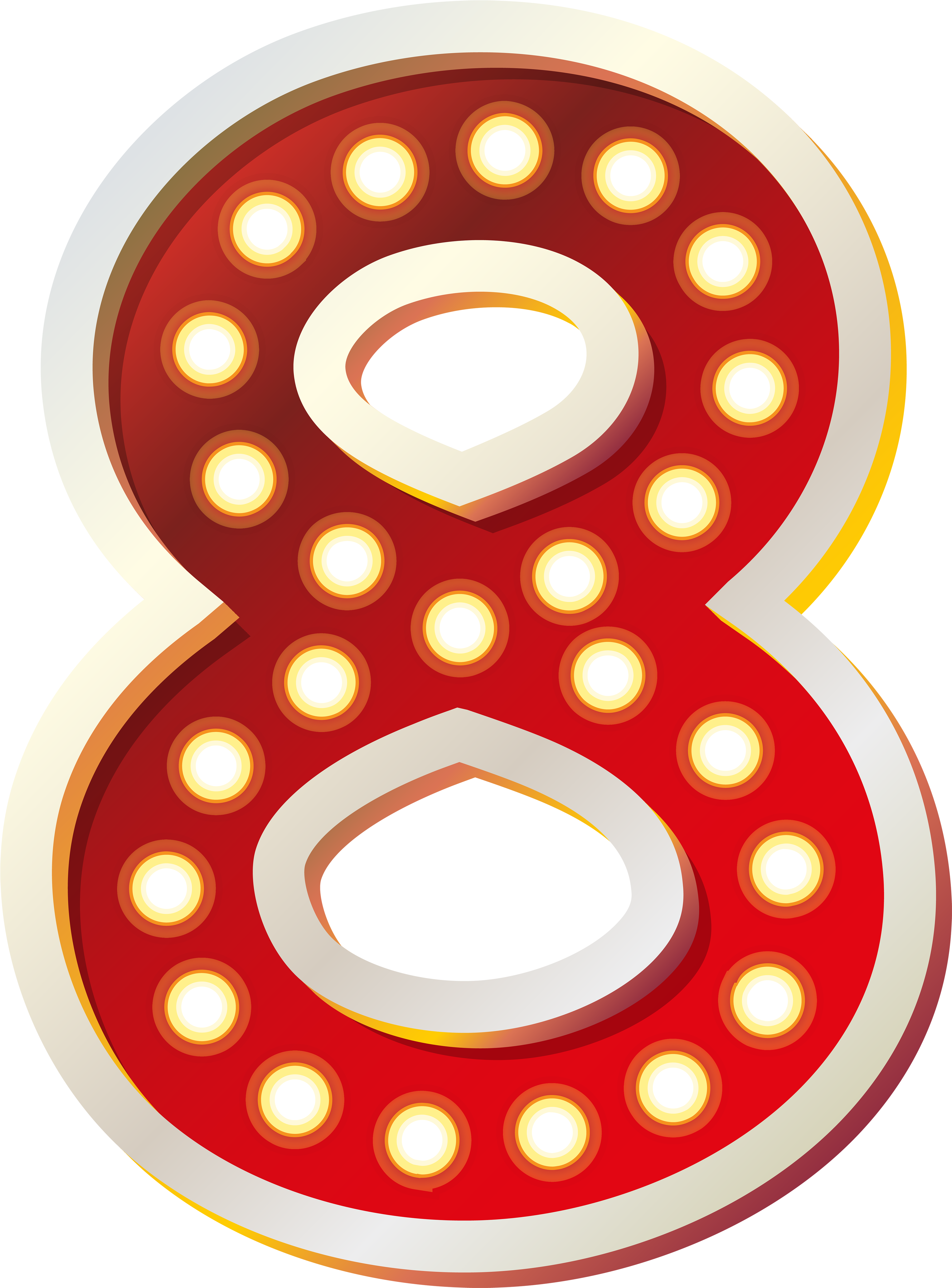 Red Number Eight With Lights Png Clip Art Imageu200b - Zero Clipart (3697x5000)