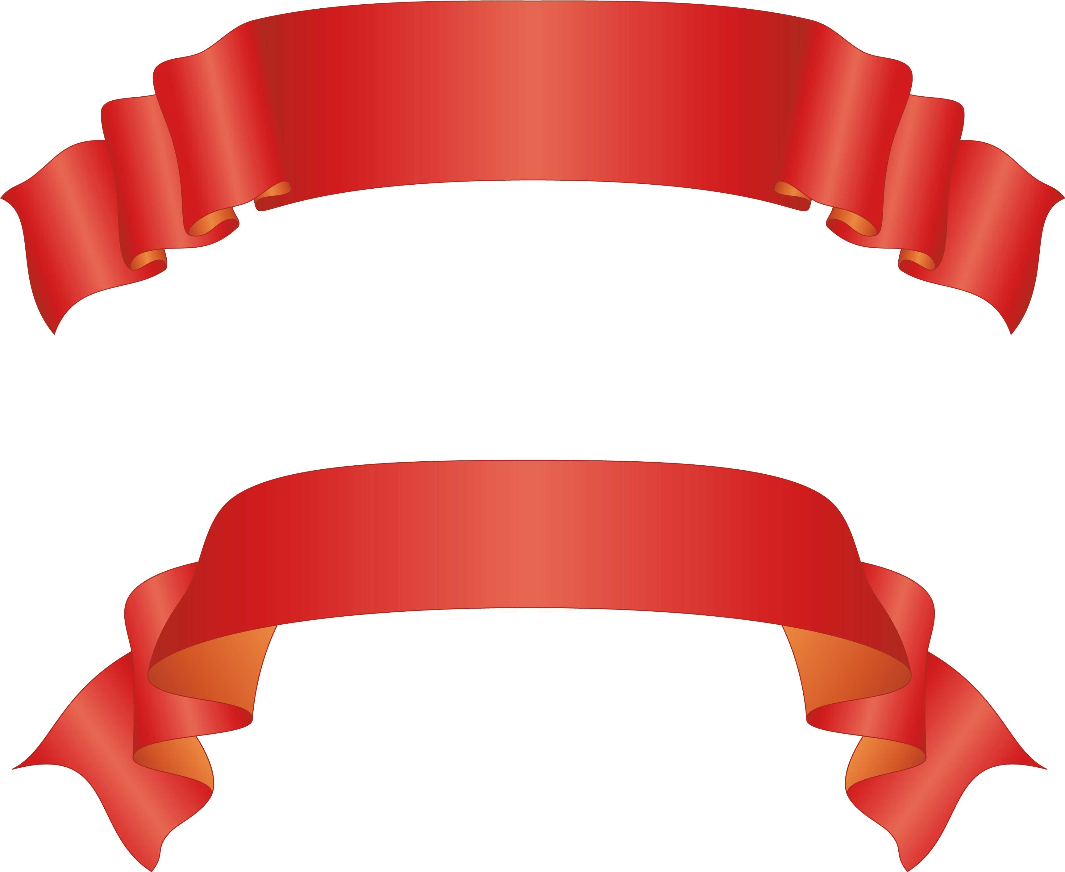Curved - Red Ribbon Banner Transparent Background (3718x3228)