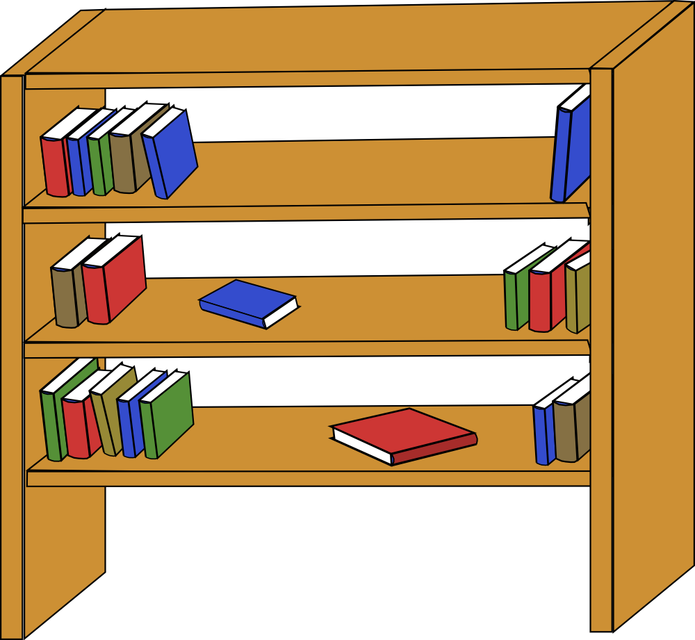 Clip Art Details - Bookshelf Clipart (1000x921)