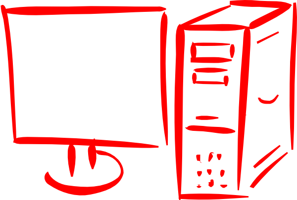 Red Computer Clipart (600x405)