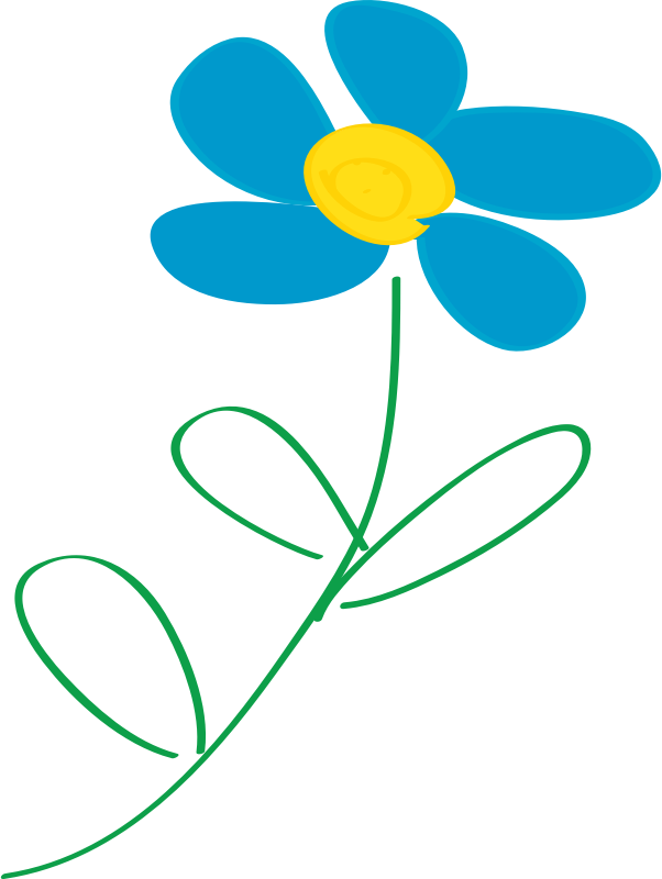 Clipart Whimsical Blue Flower - Clip Art Flowers Free (602x800)