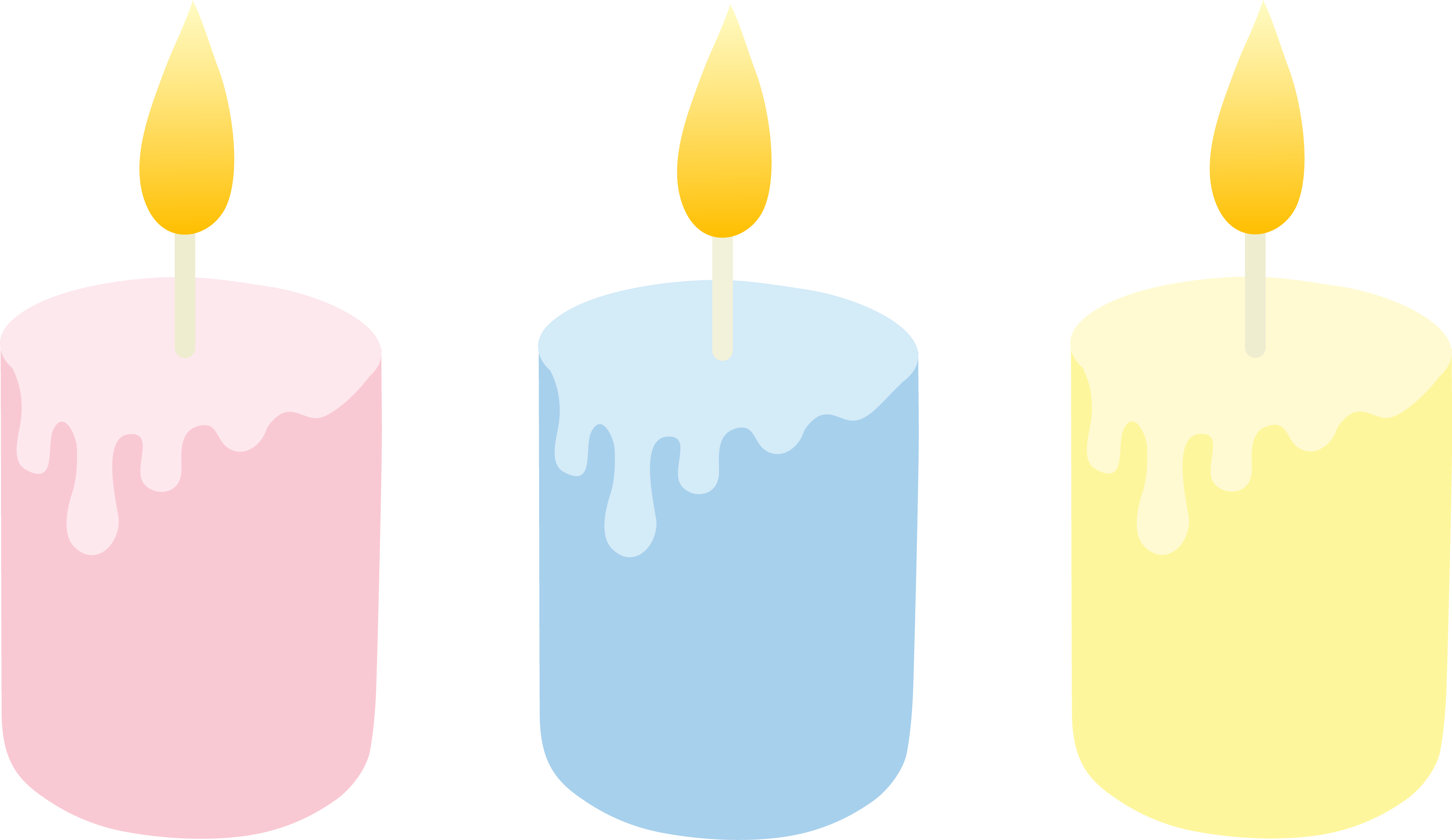 Three Pastel Colored Candles - Blue And Pink Candle (5885x3405)