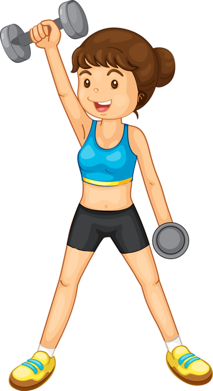 Kids Fitness Ideas - Weight Lifting Cartoon Girl (436x800)