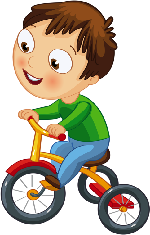 Clip Art - Cartoon Boy On Tricycle (556x800)