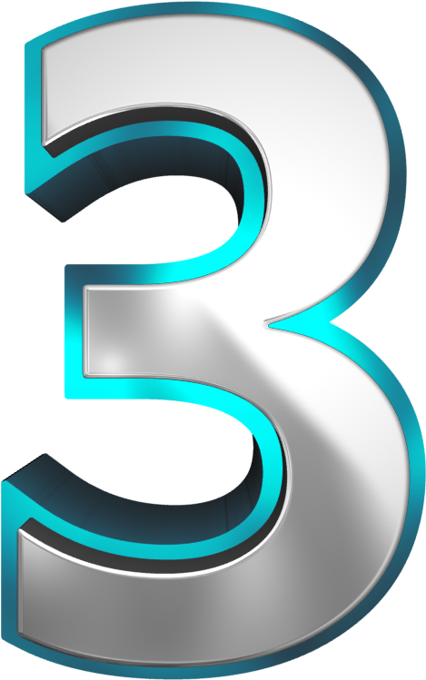 Metallic And Blue Number Three Png Clipart Image - Metallic Number 3 (469x749)