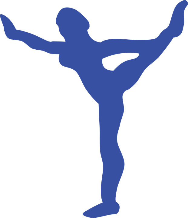 Girl Blue Silhouette Woman Gymnastics Exercise - Gymnastics Clipart Silhouette Color (621x720)