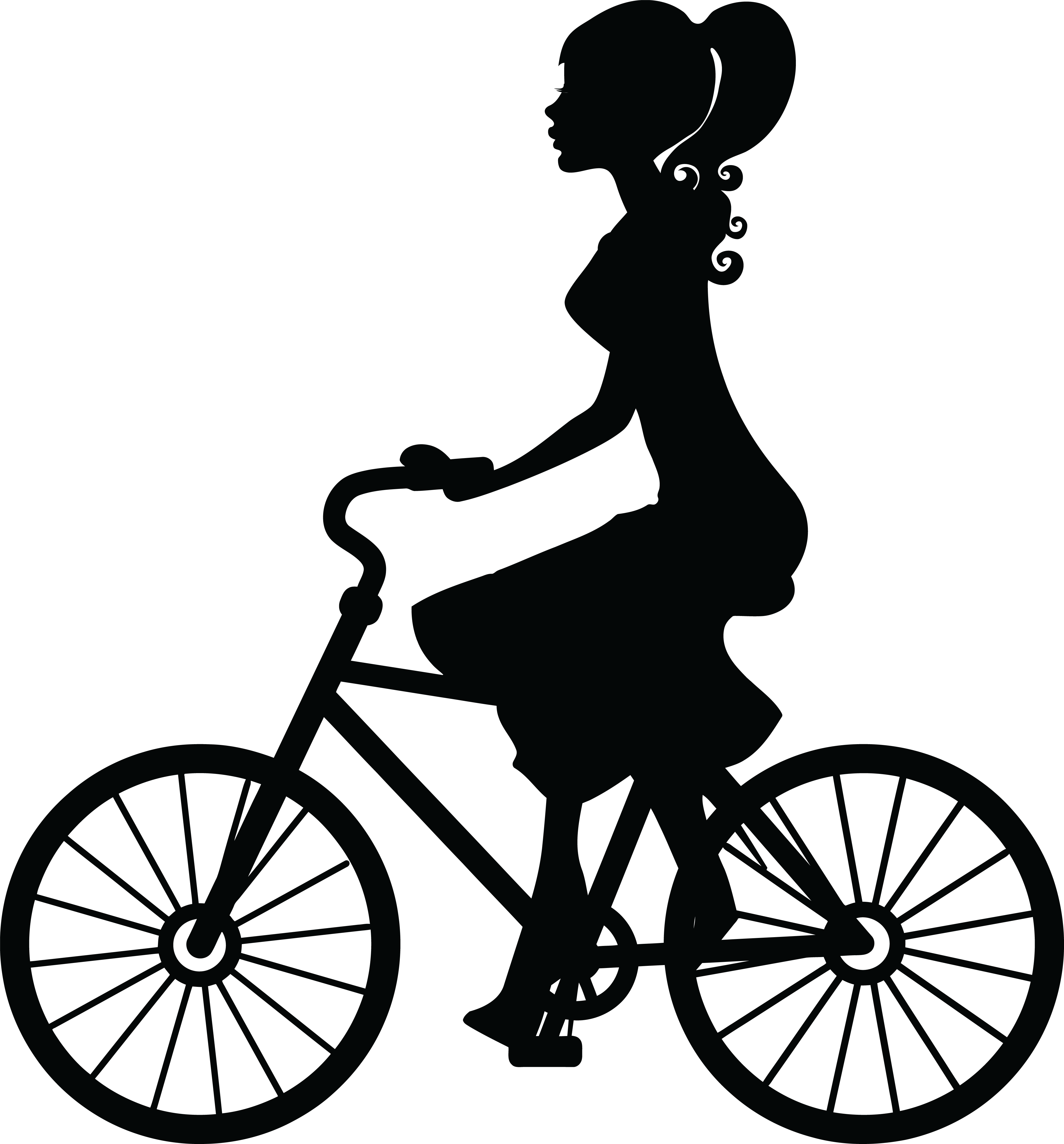 Free Clipart Of A Woman Riding A Bicycle - Girl On Bike Silhouette (4000x4303)