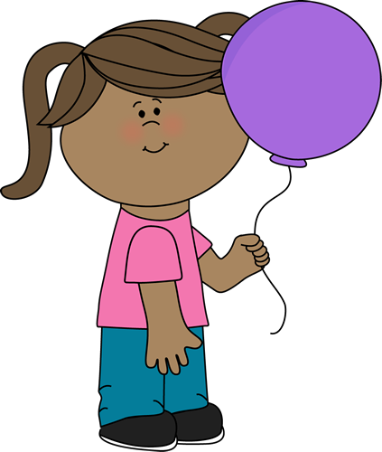 Girl Holding A Balloon Clip Art - Girl With A Balloon Clipart (423x500)