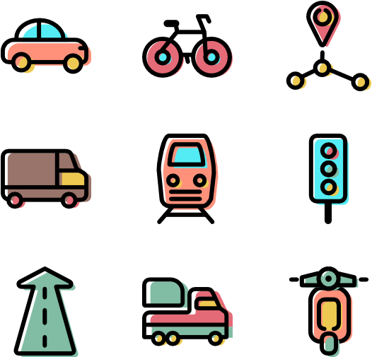 Color Travel And Transport Assets - Color Travel And Transport Assets (600x564)