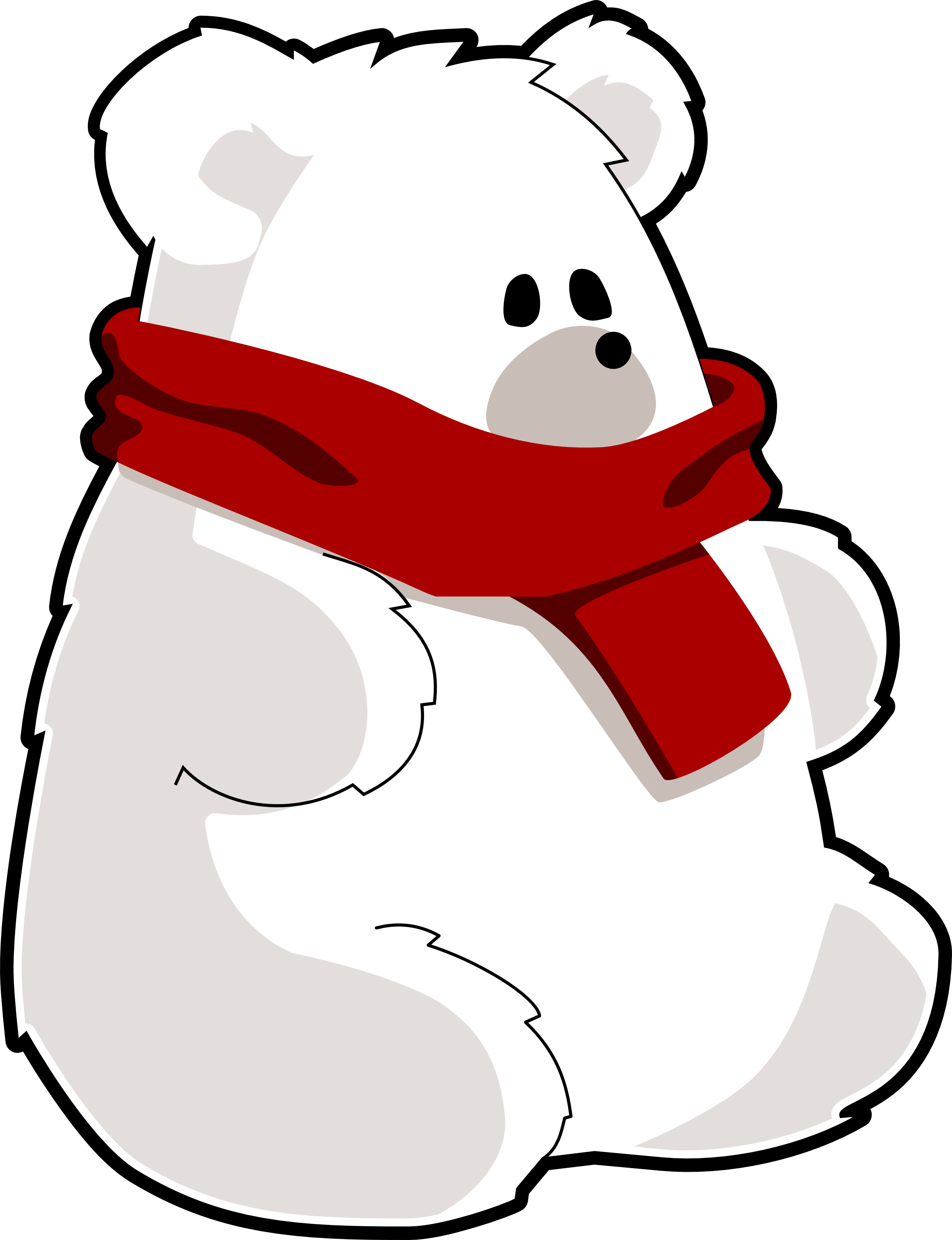 Bear Red Scarf Art 1979px 278 - White Teddy Bear Clipart (2555x3326)