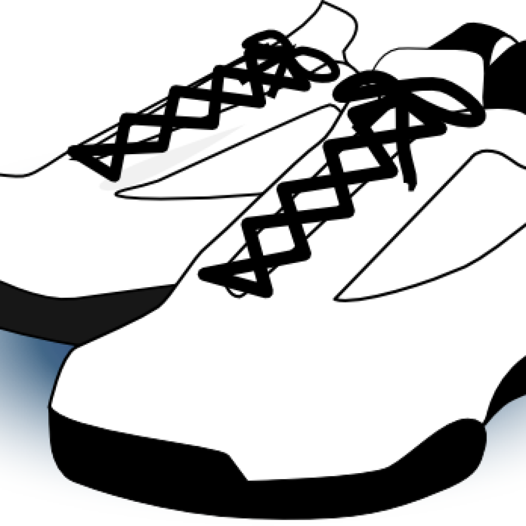 Shoes Clipart Black And White White Gym Shoes Clip - Shoes Clip Art (1024x1024)