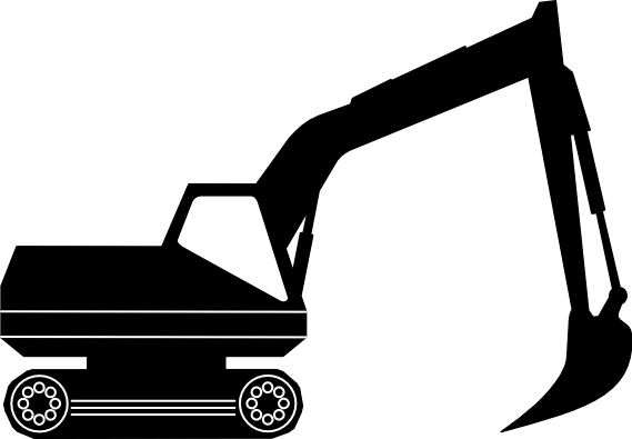 Construction Equipment Clipart - Excavator Black And White (650x451)