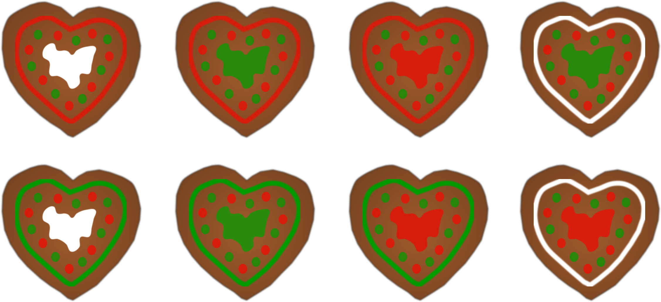 Big Image - Gingerbread Hearts Clipart (2400x1176)