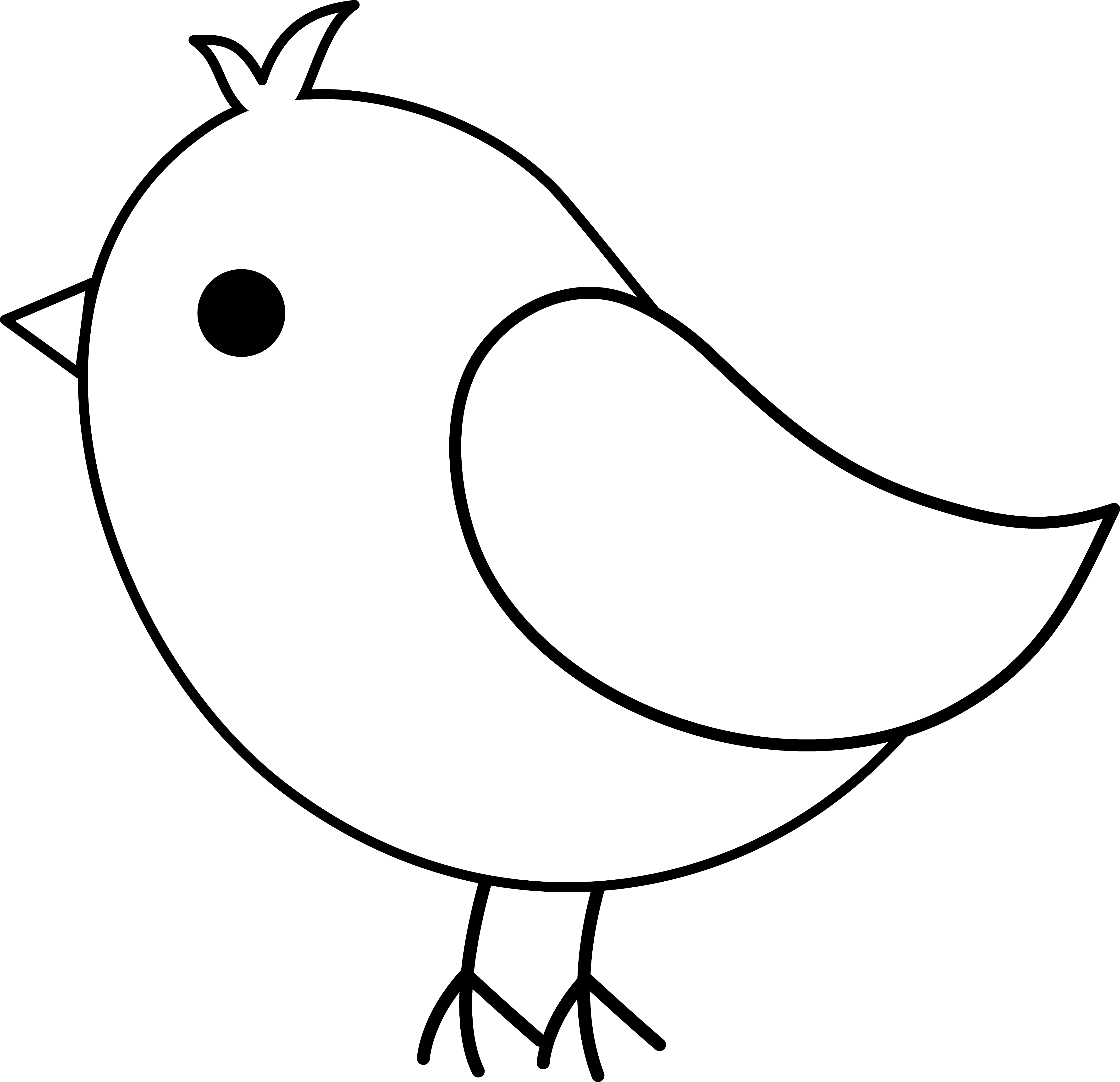 Cute Colorable Bird Drawing - Draw A Cartoon Bird (4683x4524)