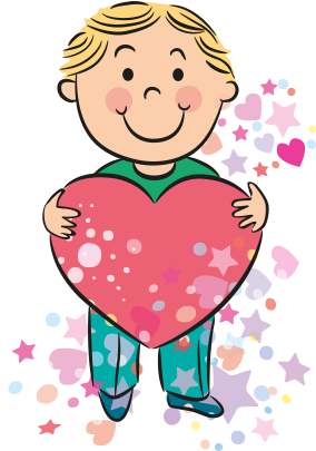 Clipart Kalp Tutan Erkek Çocuk - Kalp Tutan Çocuk (422x438)