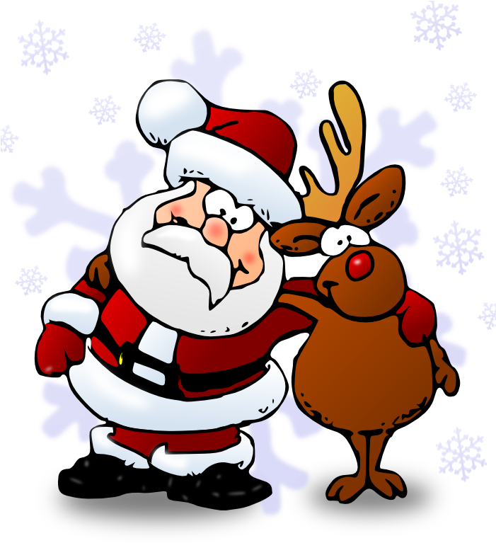 Clipart - Colored - Friends - Santa And Rudolph Cartoon (958x1095)