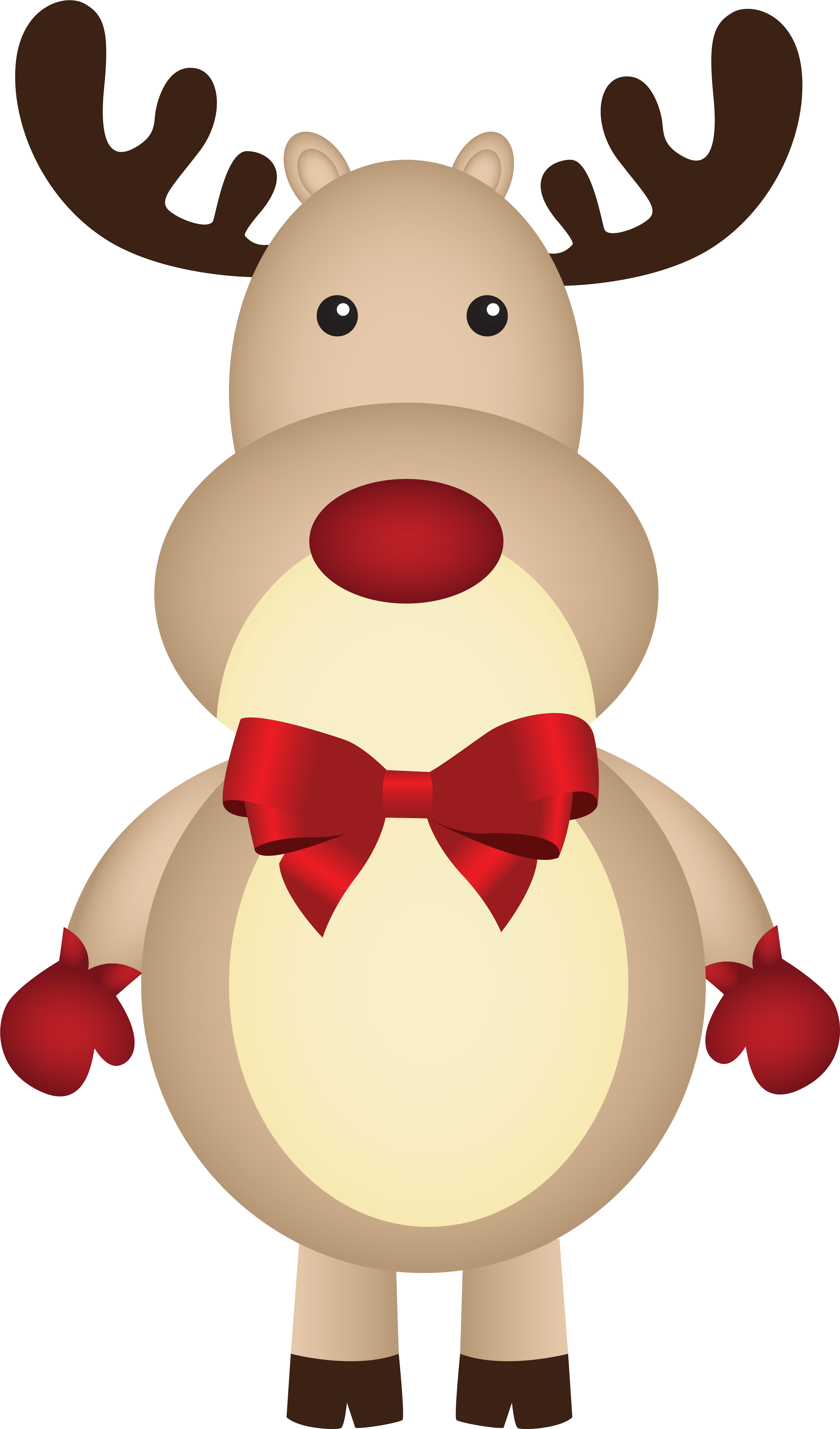 Christmas Rudolph With Bow Png Clipart Image - Rudolph Clipart Png (3715x6317)