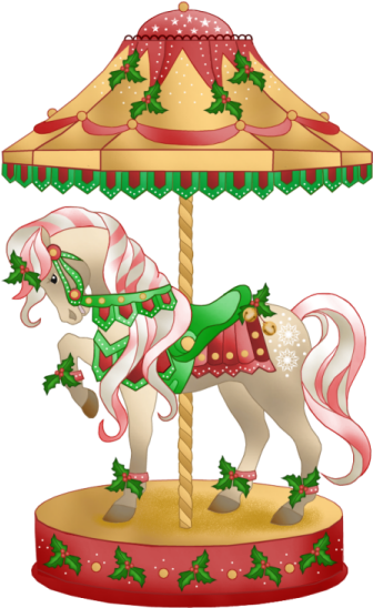 Christmas Carousel Horse Clip Art - Carousel Animated Transparent Background (386x592)