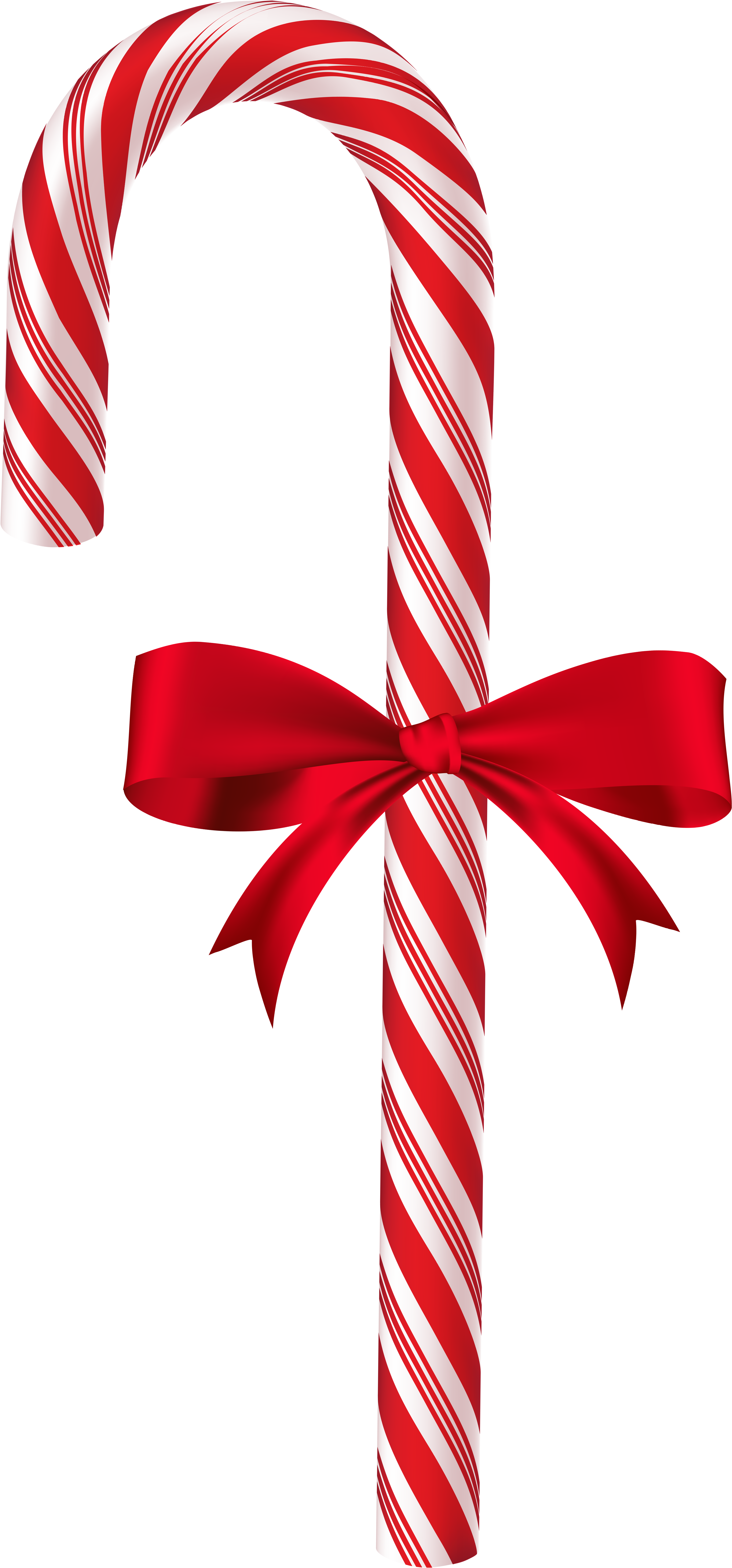 Candy Cane With Red Bow Png Clip Art Image - Doce Cabo De Guarda Chuva (3775x7600)