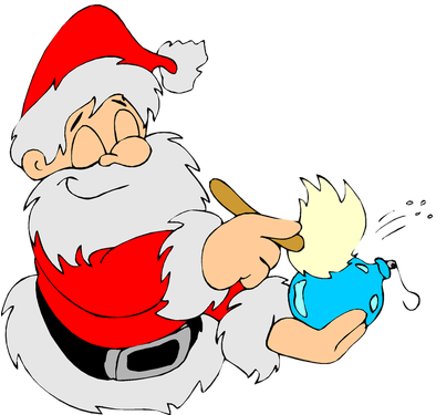 Funny Santa Christmas Image Reindeer Free Public Domain - Cartoon (400x383)