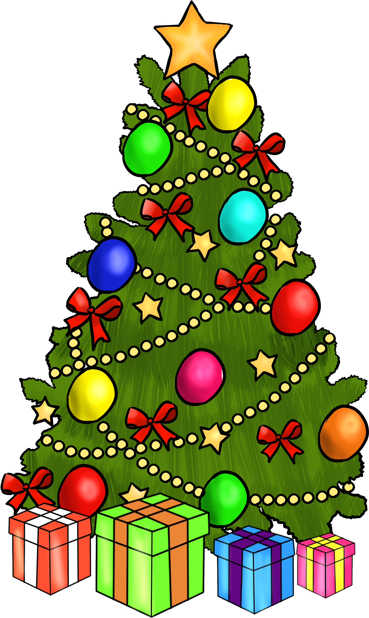 Christmas ~ Christmas Clipart Free Clip Art Printable - Christmas Tree Clip Art With Presents (1511x2210)