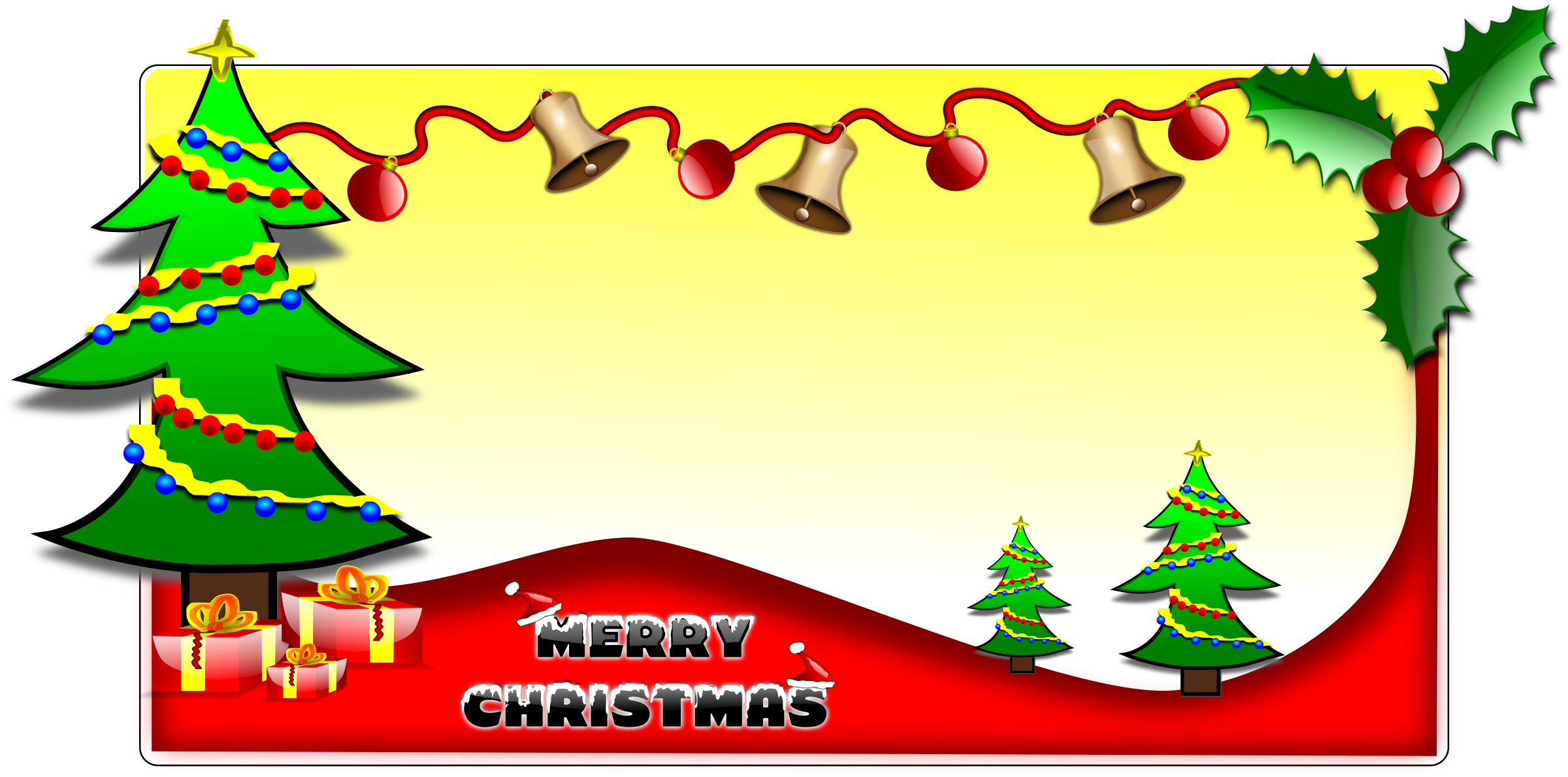 Big Image - Merry Christmas Card Clipart (2400x1189)