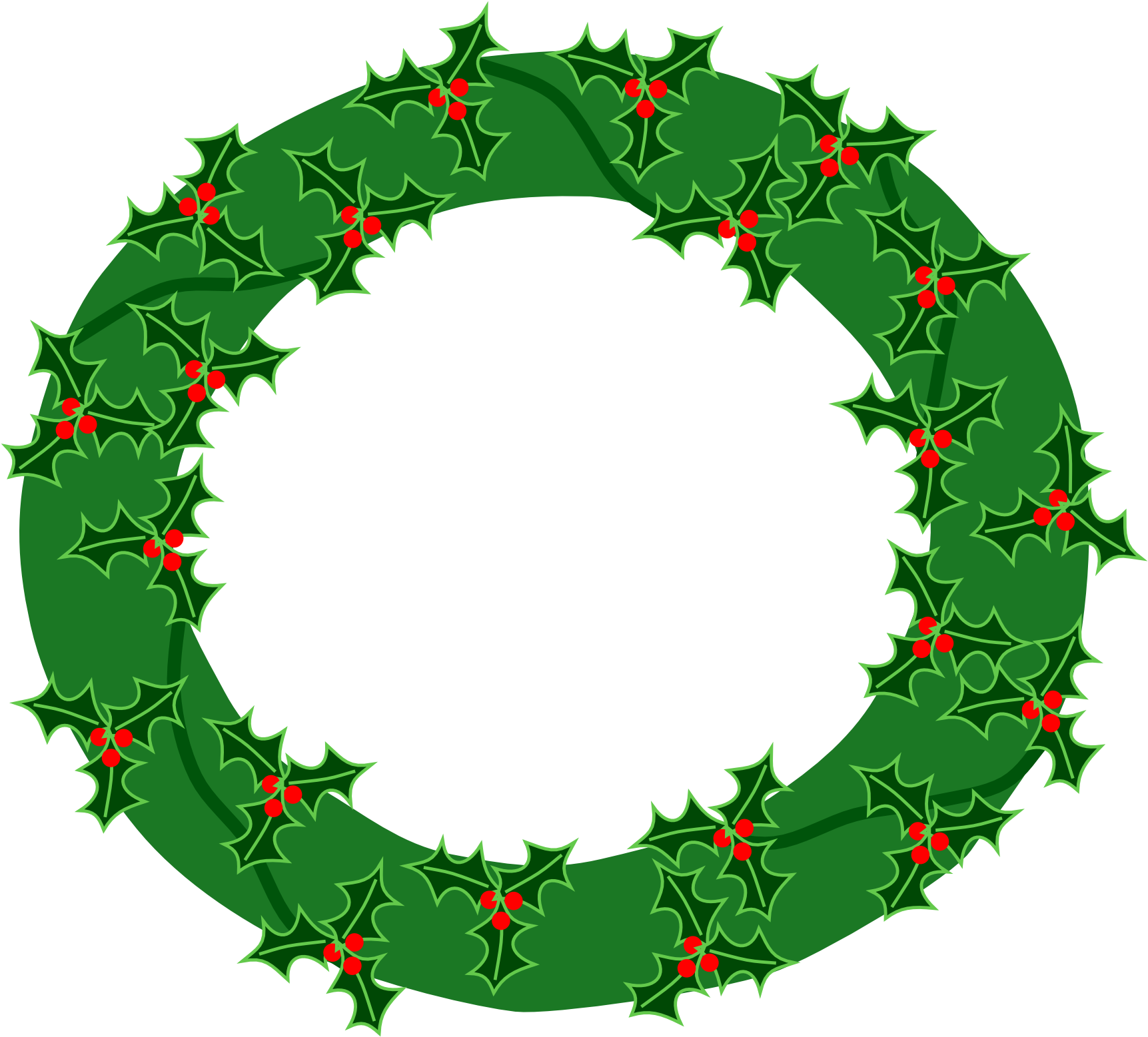 Evergreen Wreath With Large Holly Christmas Coloring - Happy Holidays Pug Greeting Card (1979x2799)