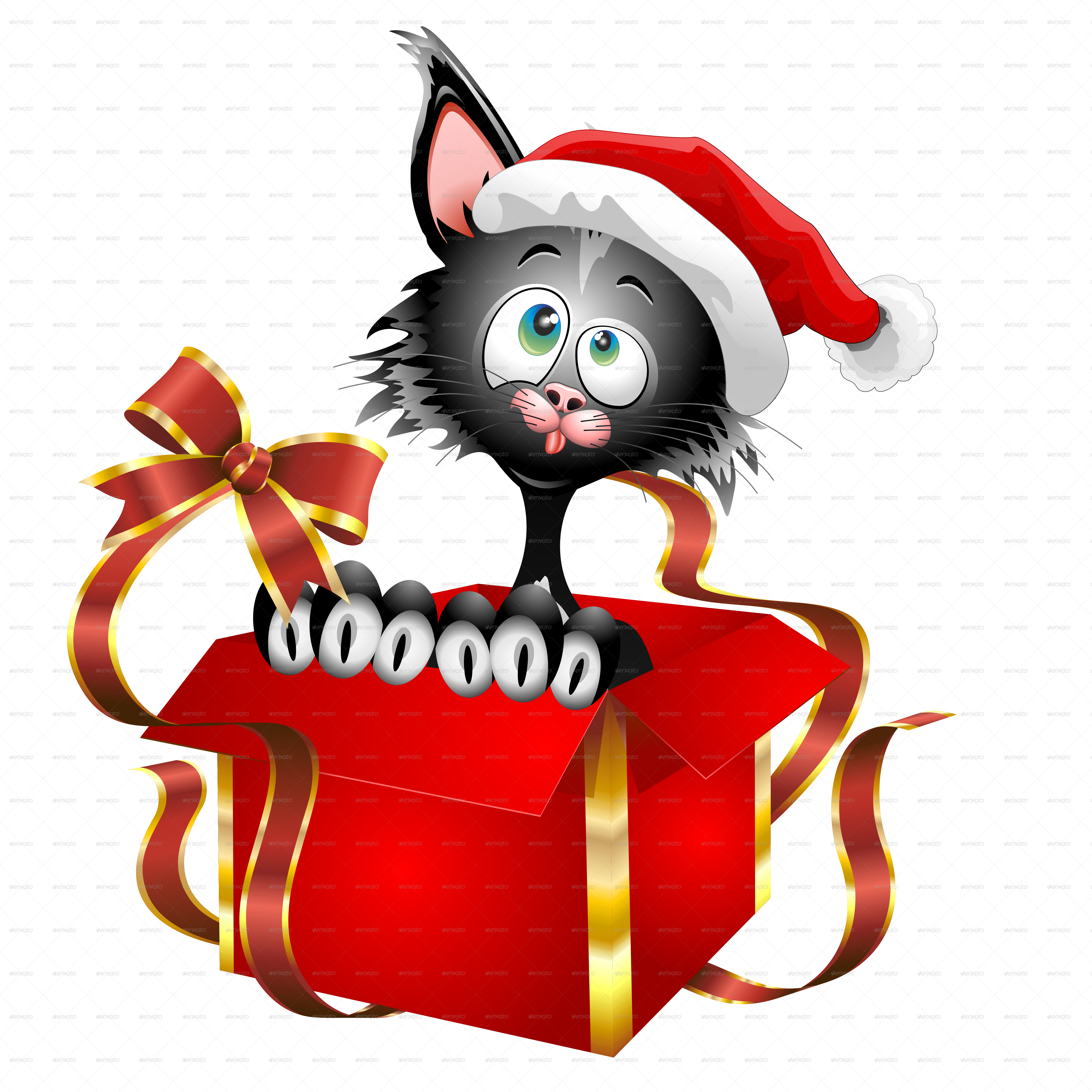 Cat Cartoon Christmas Gift-jpeg 2000 - Funny Cat Cartoon On Christmas Gift Card (5000x5000)