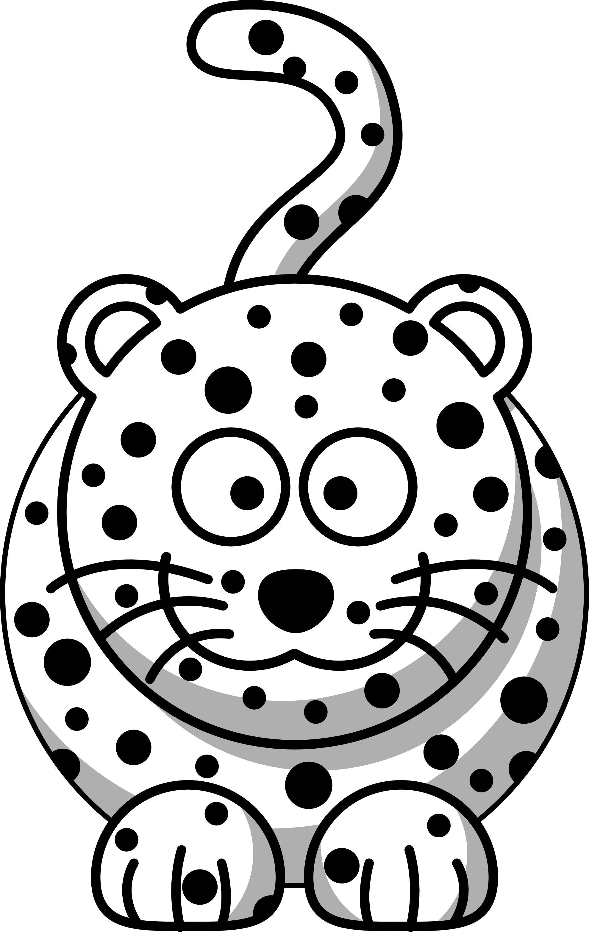 Leopard Clipart Christmas - Coloring Book Leopard (1979x3131)