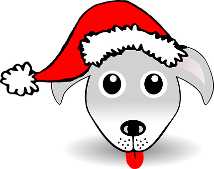 Dog Hound Happy Animal Christmas Santa Cla - Dog In Santa Hat Clip Art (430x340)