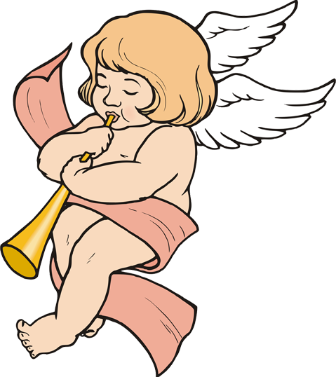 Christmas Angel Clipart & Angel Silhouettes - Angel With A Horn (479x538)