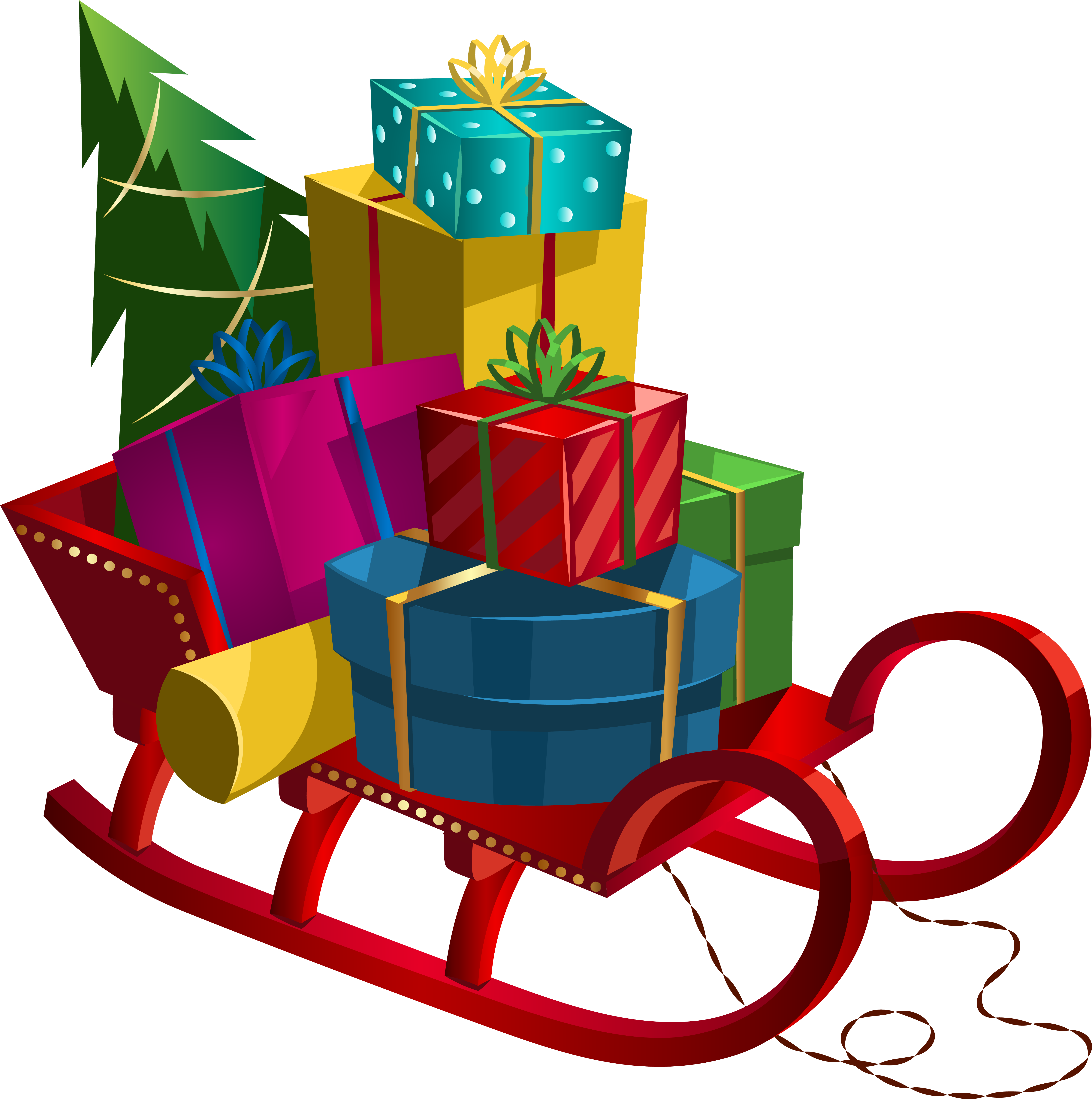 Christmas Sleigh With Gifts Png Clip - Christmas Coloring Book For Children (5995x6034)