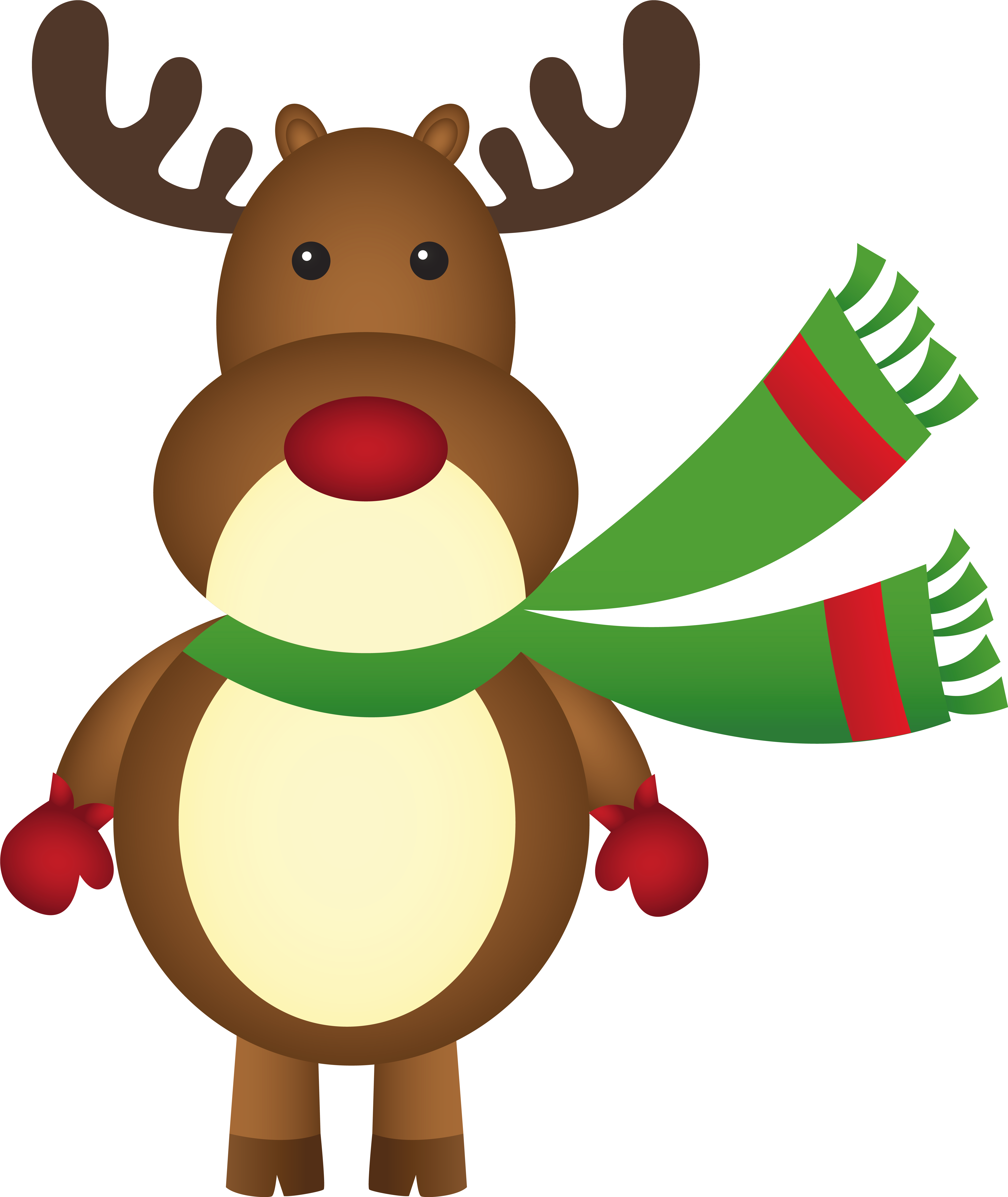 Christmas Rudolph With Scarf Png Clipart Image - Christmas Rudolph Png (5212x6187)