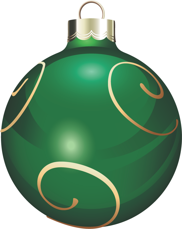 Transparent Green And Gold Christmas Ball Png Clipart - Green Christmas Ornaments Png (743x923)