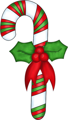 Inspiration For Paper Christmas Candy Cane With Holly - Candy Canes Clipart (286x500)