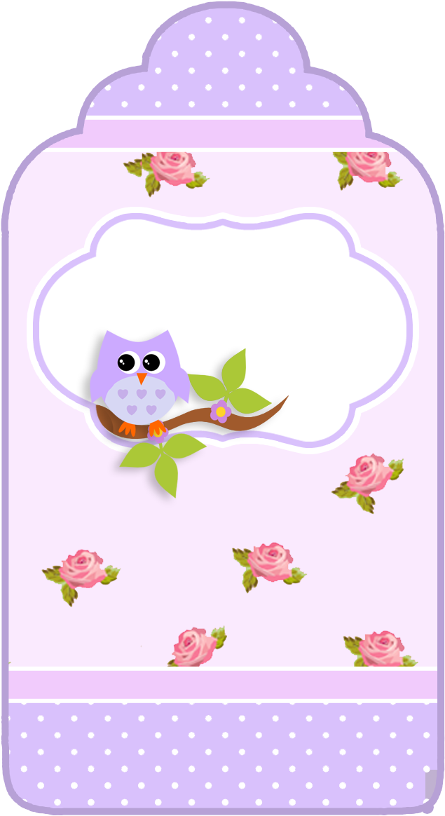 Lilac Owls In Shabby Chic Free Printable Bookmarks - Moldura De Cartão De Convites Com Corujas Para Imprimir (668x1181)