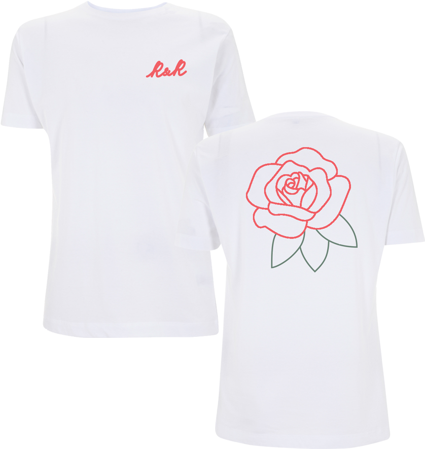 R&r Rose Front And Back T-shirt - Rose On A Shirt (1000x1000)