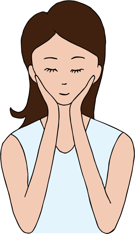 A Woman Touching Her Face By Hand - Illustration (595x842)