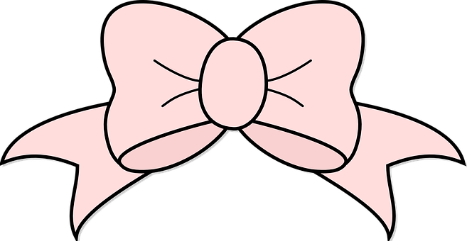 Ribbon Bow Decor Design Gift Hair Pink Pre - Bow Drawing Png (657x340)
