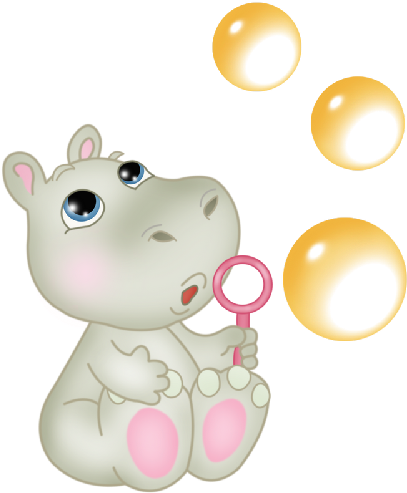 Cute Baby Pink Hippo Blowing Bubbles - Cuteness (500x500)