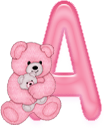 Alfabeto Decorativo - Alfabeto - Ursinha Rosa - Png - Alphabet (356x437)