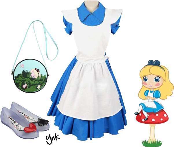 Costume Blue Cosplay Alice In Wonderland Dress - Costume Blue Cosplay Alice In Wonderland Dress (610x592)