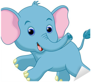 Baby Elephant Running Cartoon (400x400)