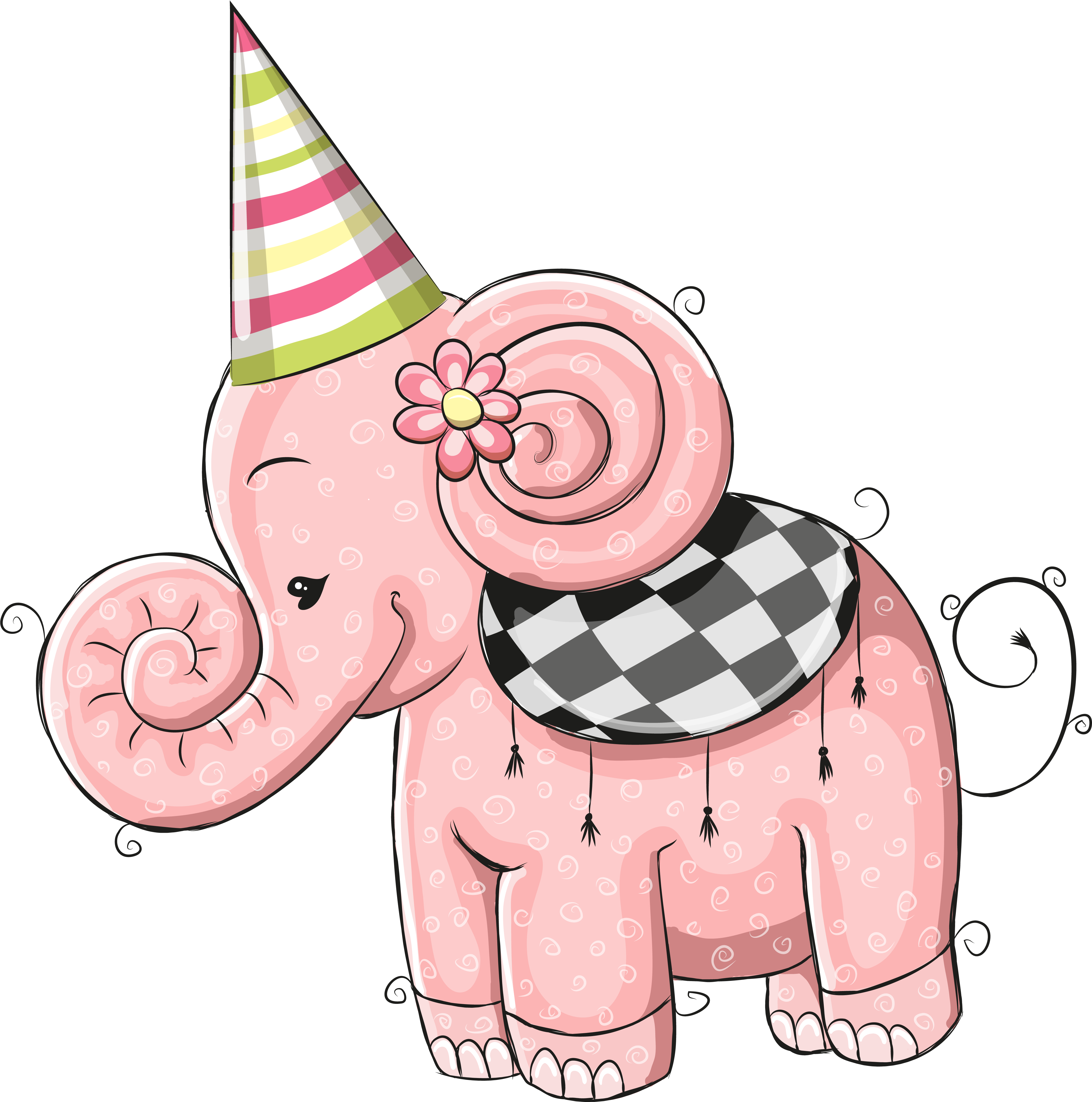 Birthday Greeting Card Elephant Illustration - Birthday Greeting Card Elephant Illustration (6803x5602)